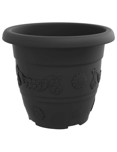 Vaso Rotondo per Fiori 6 pcs Nero Ø 26 x 21.5 cm Plastica