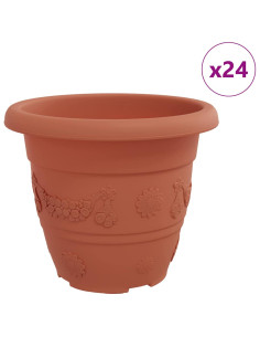 Vaso Rotondo per Fiori 24 pcs Rosso Mattone Ø 26 x 21.5 cm 2