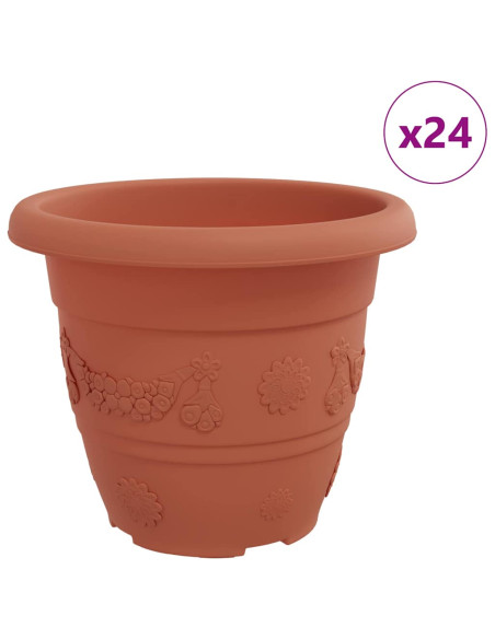 Vaso Rotondo per Fiori 24 pcs Rosso Mattone Ø 26 x 21.5 cm