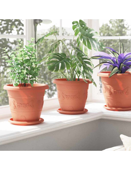 Vaso Rotondo per Fiori 24 pcs Rosso Mattone Ø 26 x 21.5 cm