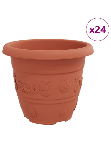 Vaso Rotondo per Fiori 24 pcs Rosso Mattone Ø 26 x 21.5 cm