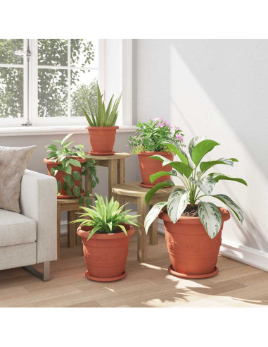 Vaso Rotondo per Fiori 24 pcs Rosso Mattone Ø 26 x 21.5 cm