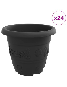 Vaso Rotondo per Fiori 24 pcs Nero Ø 26 x 21.5 cm Plastica 2