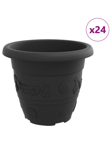 Vaso Rotondo per Fiori 24 pcs Nero Ø 26 x 21.5 cm Plastica
