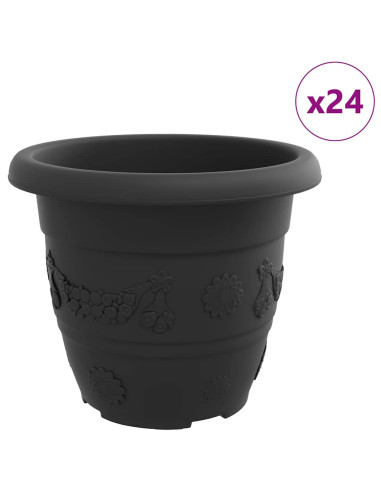 Vaso Rotondo per Fiori 24 pcs Nero Ø 26 x 21.5 cm Plastica