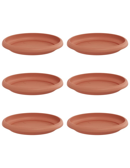 Vassoio Rotondo per Fiori 6 pcs Rosso Mattone Ø 14 x 2 cm