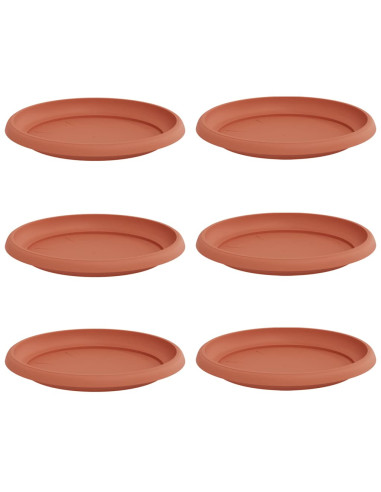 Vassoio Rotondo per Fiori 6 pcs Rosso Mattone Ø 21,5 x 2,5 cm