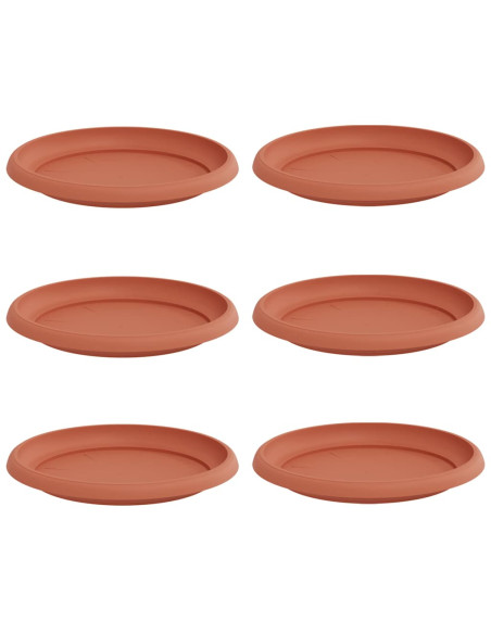 Vassoio Rotondo per Fiori 6 pcs Rosso Mattone Ø 21,5 x 2,5 cm