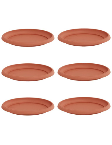 Vassoio Rotondo per Fiori 6 pcs Rosso Mattone Ø 23,5 x 2,5 cm