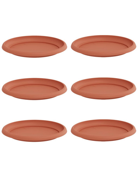 Vassoio Rotondo per Fiori 6 pcs Rosso Mattone Ø 23,5 x 2,5 cm
