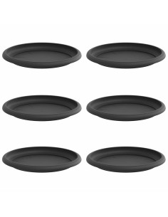 Vassoio Rotondo per Fiori 6 pcs Nero Ø 17,5 x 2 cm Plastica 2