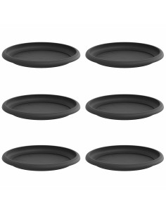 Vassoio Rotondo per Fiori 6 pcs Nero Ø 19 x 2 cm Plastica 2