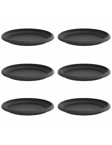 Vassoio Rotondo per Fiori 6 pcs Nero Ø 19 x 2 cm Plastica