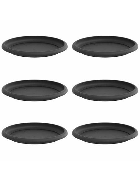 Vassoio Rotondo per Fiori 6 pcs Nero Ø 19 x 2 cm Plastica