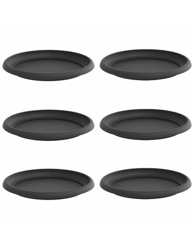 Vassoio Rotondo per Fiori 6 pcs Nero Ø 14 x 2 cm Plastica