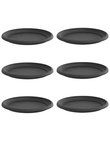 Vassoio Rotondo per Fiori 6 pcs Nero Ø 14 x 2 cm Plastica