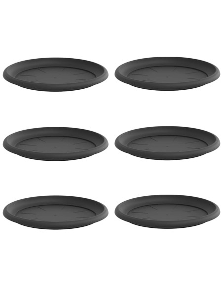 Vassoio Rotondo per Fiori 6 pcs Nero Ø 14 x 2 cm Plastica