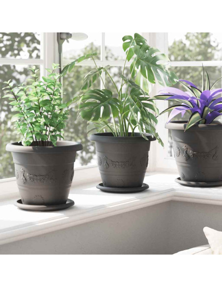 Vassoio Rotondo per Fiori 24 pcs Nero Ø 17,5 x 2 cm Plastica