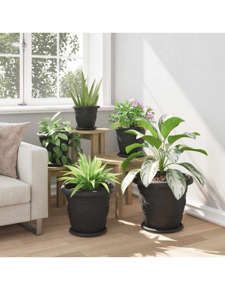 Vassoio Rotondo per Fiori 24 pcs Nero Ø 23,5 x 2,5 cm Plastica