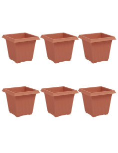 Vaso quadrato per fiori 6 pcs Rosso Mattone 16 x 16 x 14 cm 2