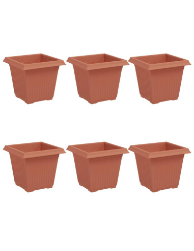 Vaso quadrato per fiori 6 pcs Rosso Mattone 16 x 16 x 14 cm