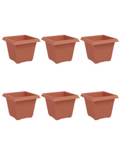 Vaso quadrato per fiori 6 pcs Rosso Mattone 20 x 20 x 16 cm 2
