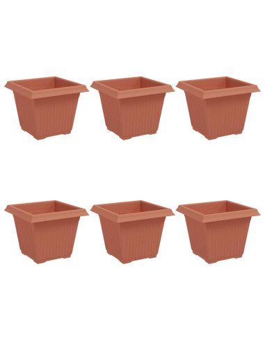Vaso quadrato per fiori 6 pcs Rosso Mattone 20 x 20 x 16 cm