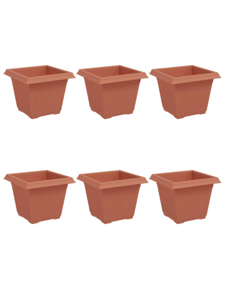 Vaso quadrato per fiori 6 pcs Rosso Mattone 20 x 20 x 16 cm