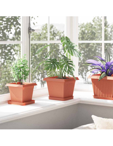 Vaso quadrato per fiori 6 pcs Rosso Mattone 20 x 20 x 16 cm