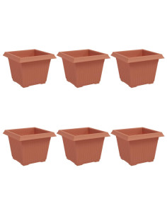 Vaso quadrato per fiori 6 pcs Rosso Mattone 23 x 23 x 17,5 cm 2