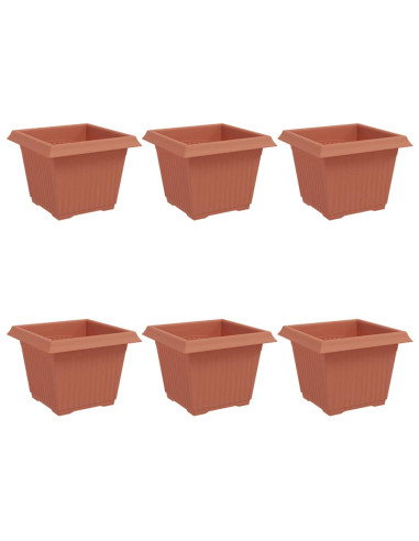 Vaso quadrato per fiori 6 pcs Rosso Mattone 23 x 23 x 17,5 cm