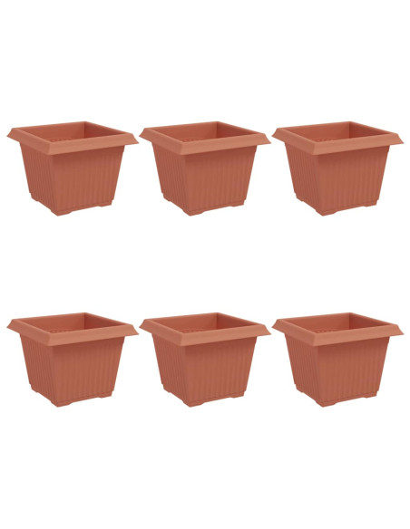 Vaso quadrato per fiori 6 pcs Rosso Mattone 23 x 23 x 17,5 cm