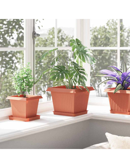 Vaso quadrato per fiori 6 pcs Rosso Mattone 23 x 23 x 17,5 cm