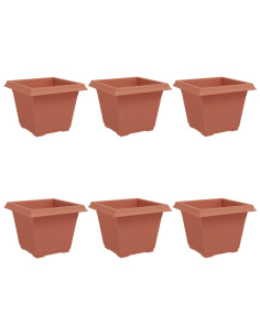Vaso quadrato per fiori 6 pcs Rosso Mattone 28,5 x 28,5 x 22 cm 2