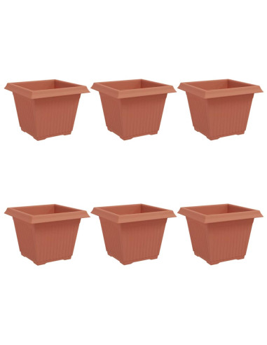 Vaso quadrato per fiori 6 pcs Rosso Mattone 28,5 x 28,5 x 22 cm