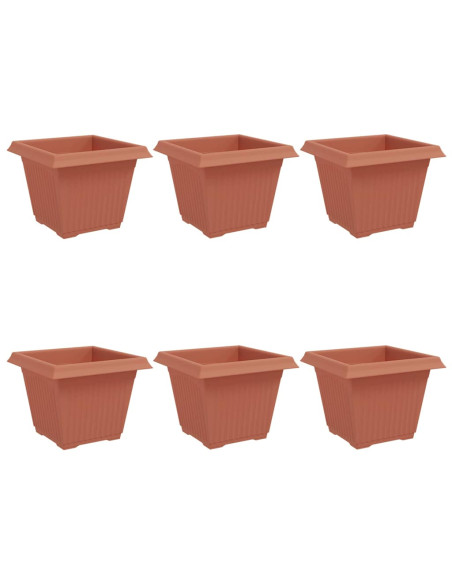 Vaso quadrato per fiori 6 pcs Rosso Mattone 28,5 x 28,5 x 22 cm
