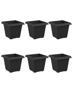 Vaso quadrato per fiori 6 pcs Nero 16 x 16 x 14 cm Plastica 2