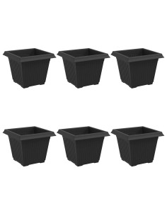Vaso quadrato per fiori 6 pcs Nero 20 x 20 x 16 cm Plastica 2