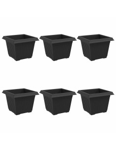 Vaso quadrato per fiori 6 pcs Nero 23 x 23 x 17,5 cm Plastica 2
