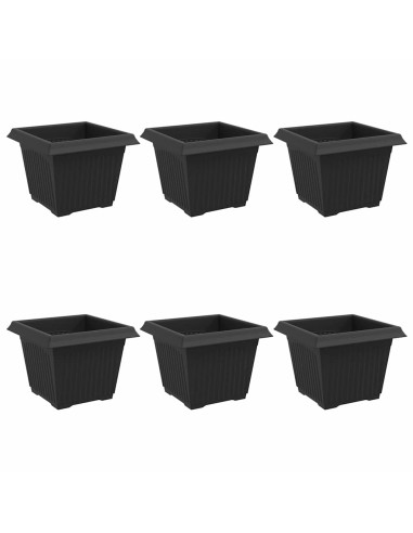Vaso quadrato per fiori 6 pcs Nero 23 x 23 x 17,5 cm Plastica