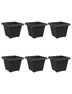 Vaso quadrato per fiori 6 pcs Nero 28,5 x 28,5 x 22 cm Plastica 2