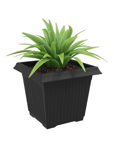 Vaso quadrato per fiori 6 pcs Nero 28,5 x 28,5 x 22 cm Plastica