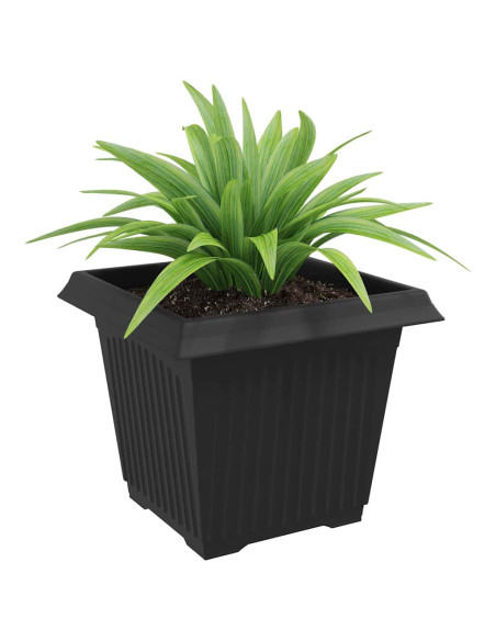 Vaso quadrato per fiori 6 pcs Nero 28,5 x 28,5 x 22 cm Plastica