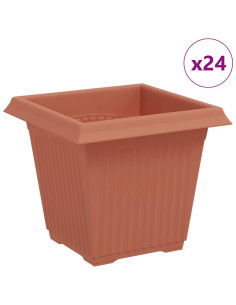 Vaso quadrato per fiori 24 pcs Rosso Mattone 16 x 16 x 14 cm 2