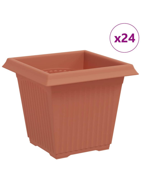 Vaso quadrato per fiori 24 pcs Rosso Mattone 16 x 16 x 14 cm