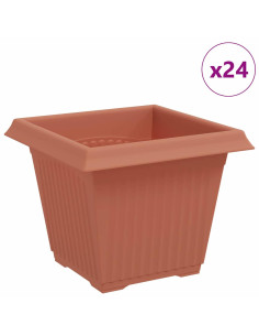 Vaso quadrato per fiori 24 pcs Rosso Mattone 20 x 20 x 16 cm 2