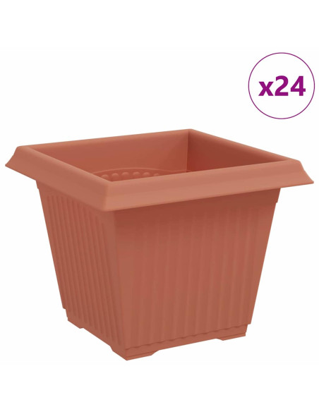 Vaso quadrato per fiori 24 pcs Rosso Mattone 20 x 20 x 16 cm