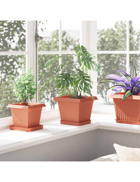 Vaso quadrato per fiori 24 pcs Rosso Mattone 20 x 20 x 16 cm