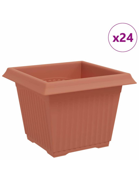 Vaso quadrato per fiori 24 pcs Rosso Mattone 23 x 23 x 17,5 cm