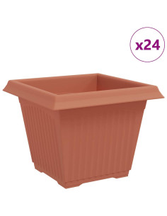 Vaso quadrato per fiori 24 pcs Rosso Mattone Plastica 2